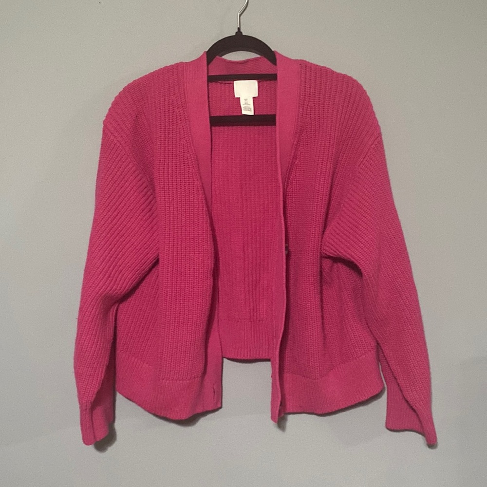 H&m hot pink knitted cardigan